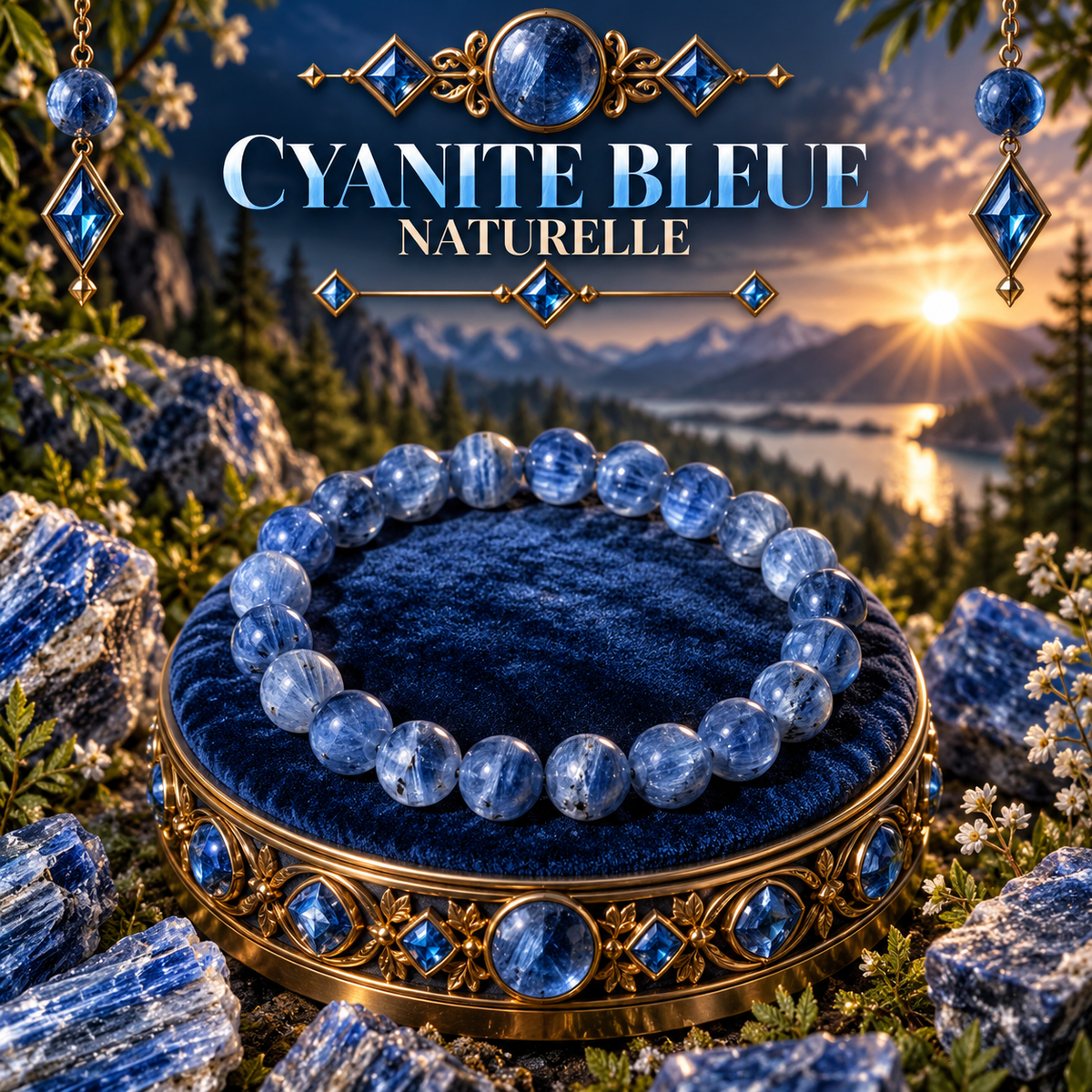Cyanite bleue naturelle 6mm
