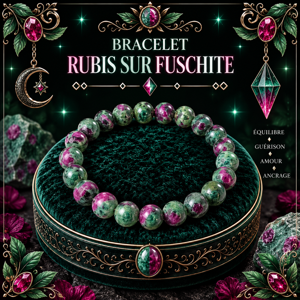Rubis sur Fuschite 7/8mm