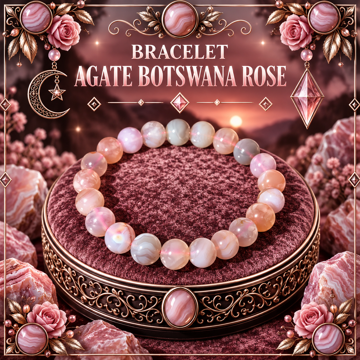Agate Botswana Rose 8mm