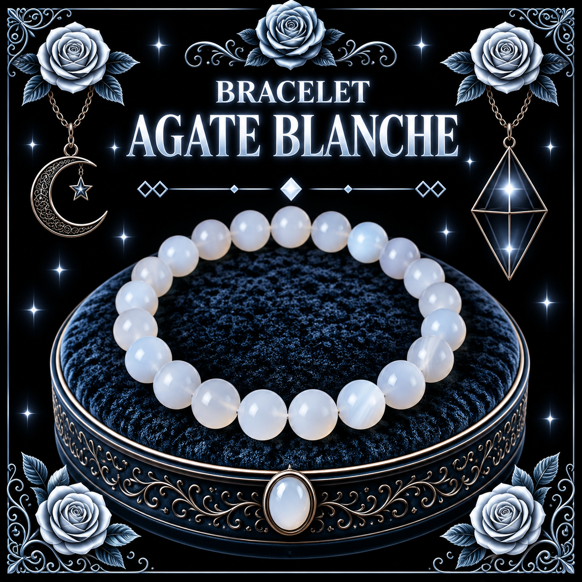 Agate blanche 8mm