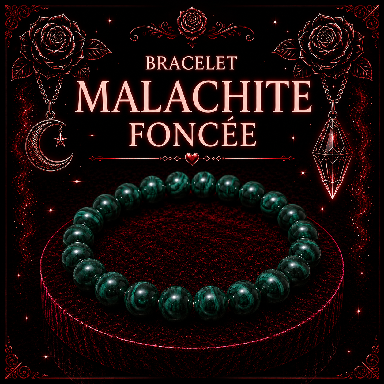 Bracelet en Malachite foncée