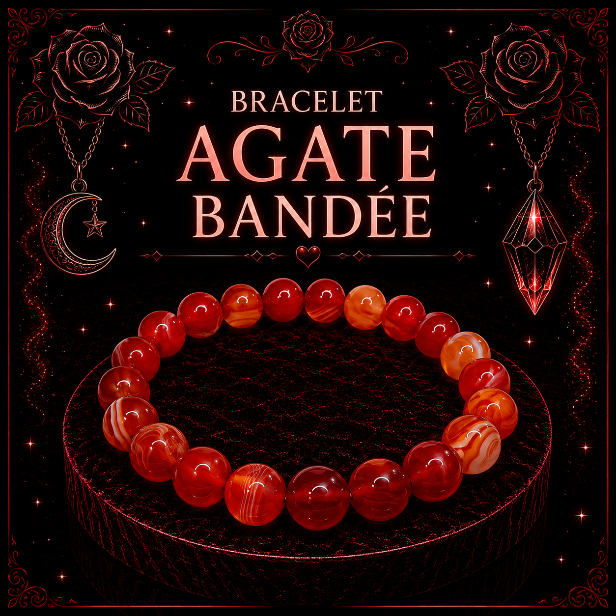 Bracelet Agate Bandée 8mm