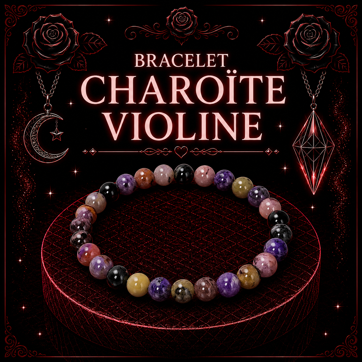 Bracelet Charoïte Violine 6mm