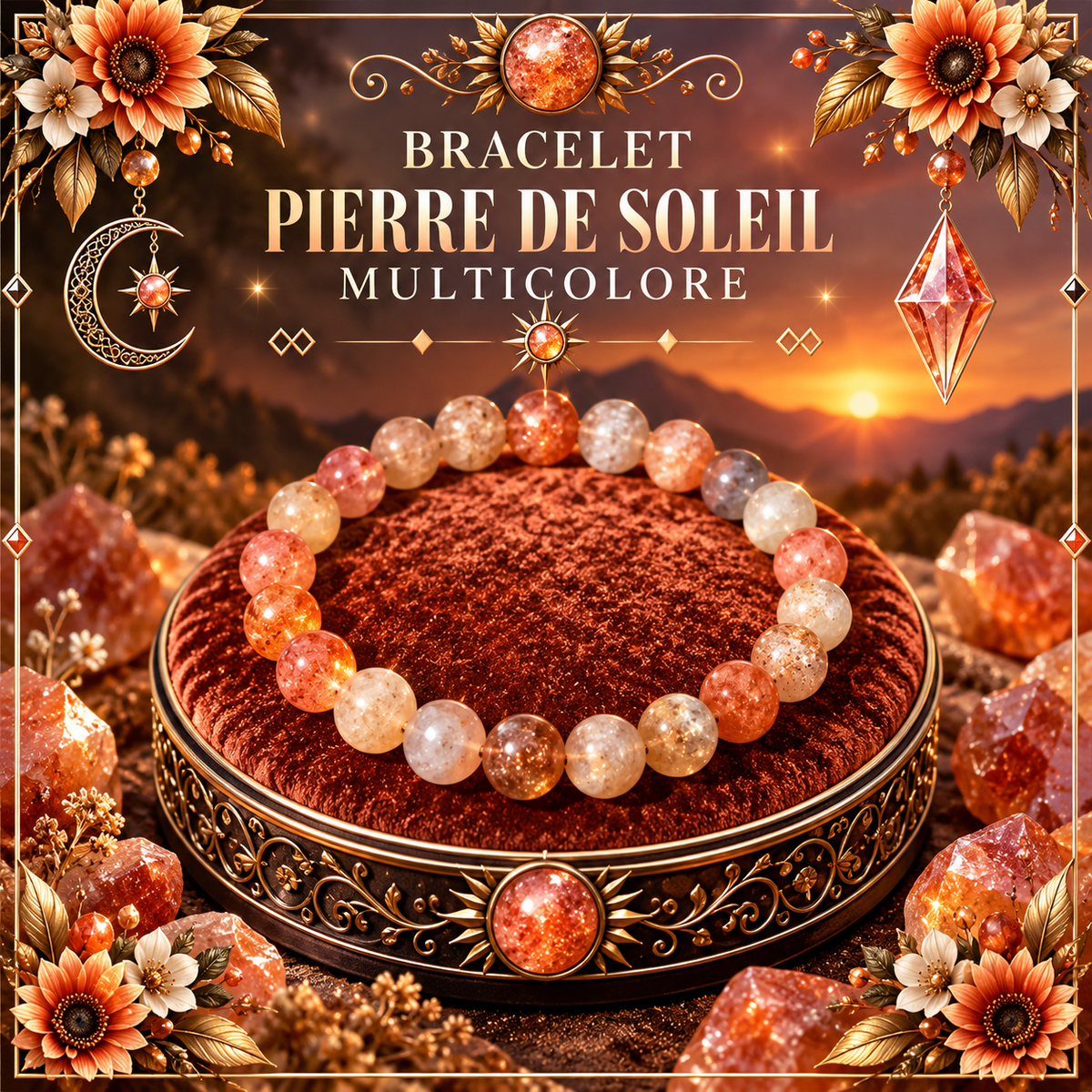 Pierre de Soleil multicolore 6mm