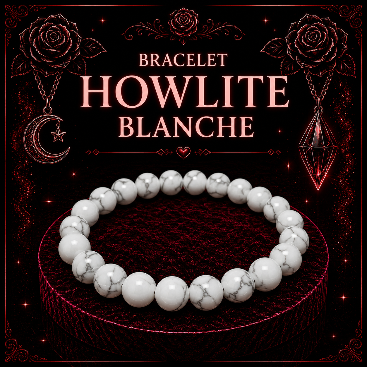 Bracelet Howlite Blanche 8mm