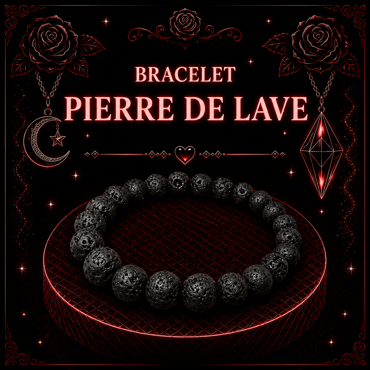 Bracelet Pierre de Lave 8mm