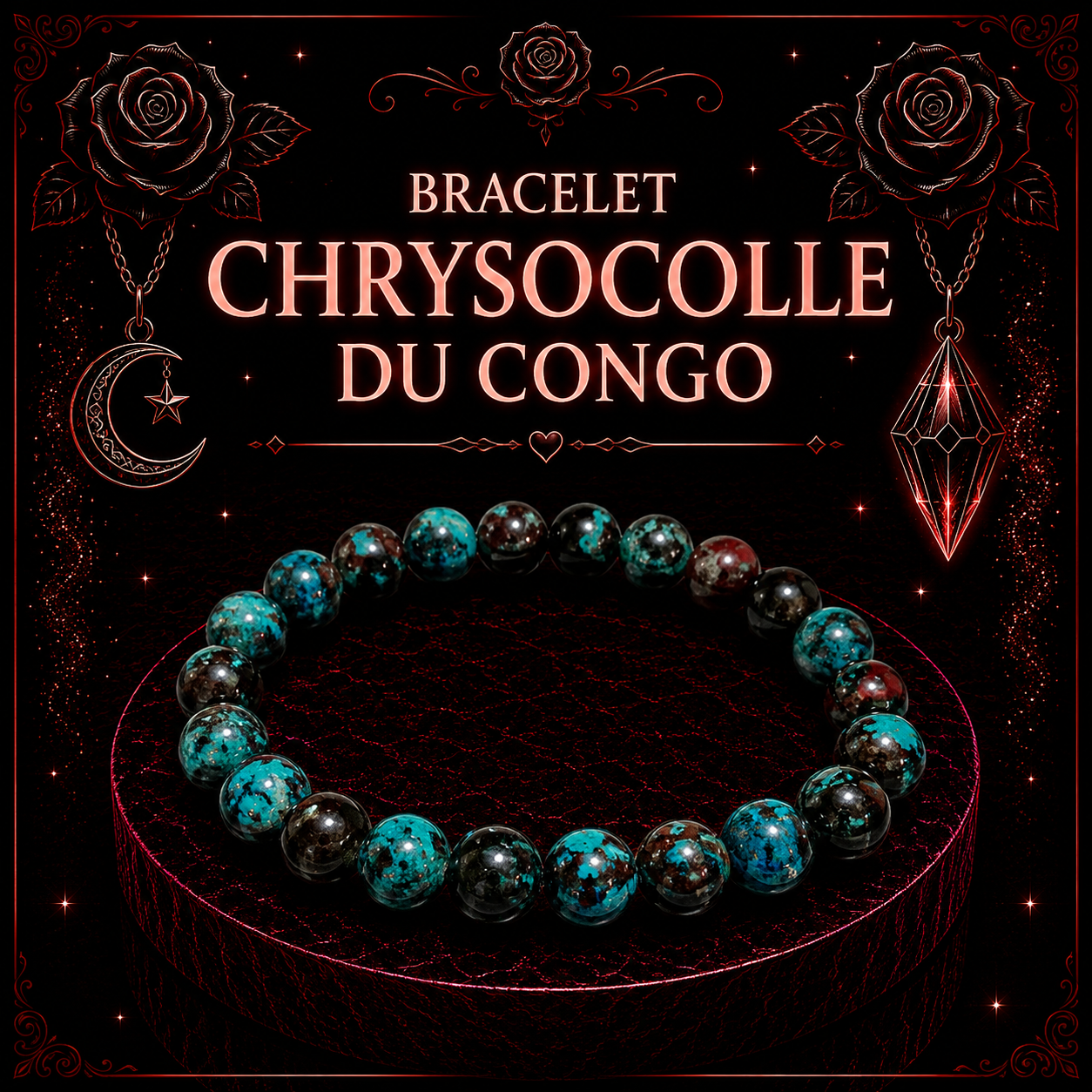 Bracelet en Chrysocolle du Congo 6mm