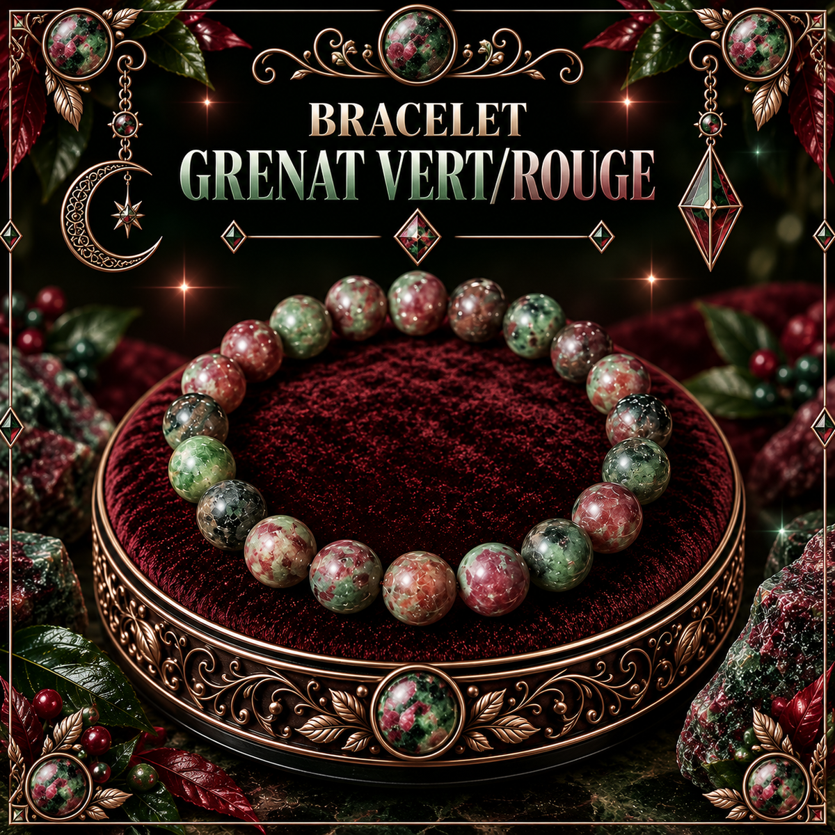 Grenat vert/rouge 8mm