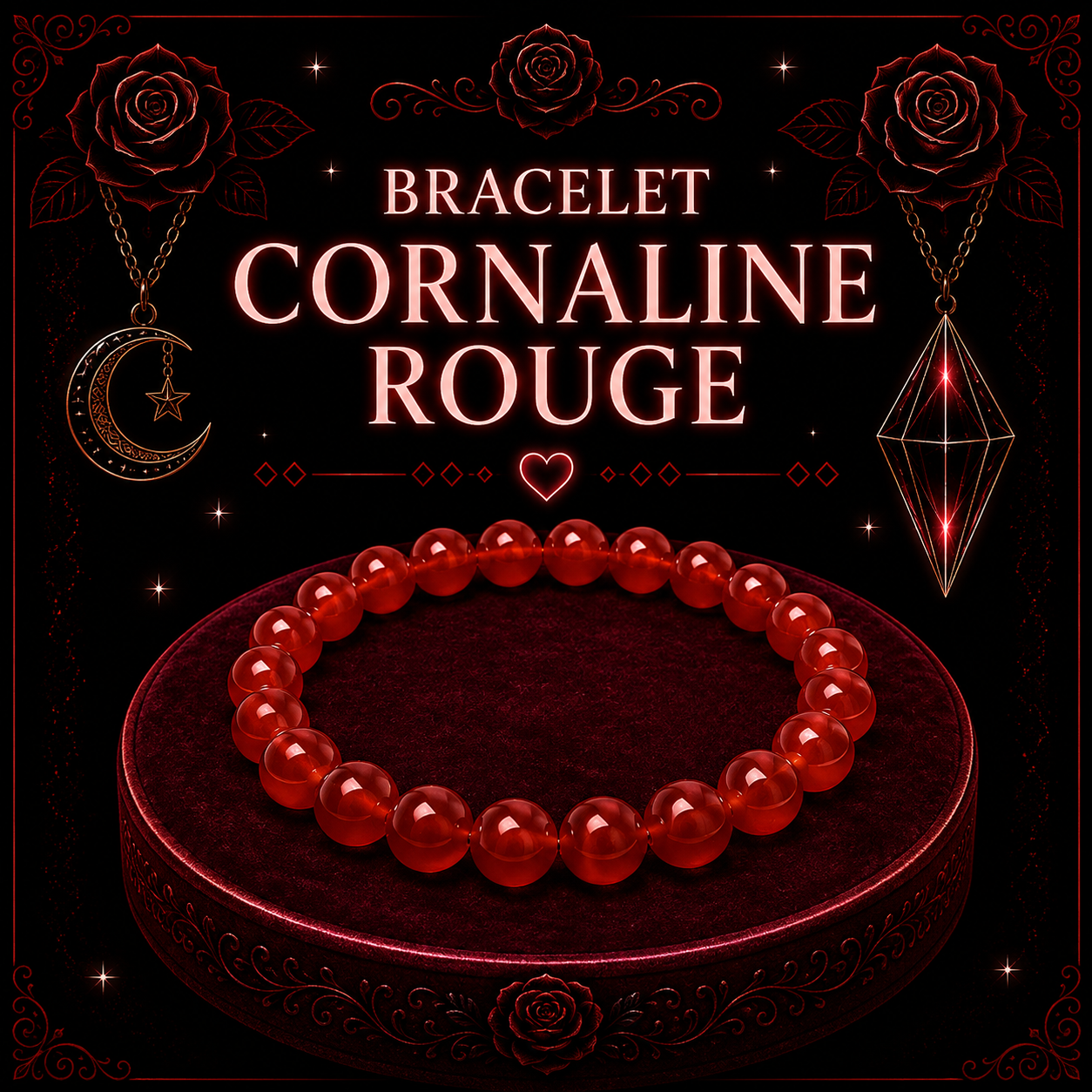 Bracelet Cornaline Rouge 8mm