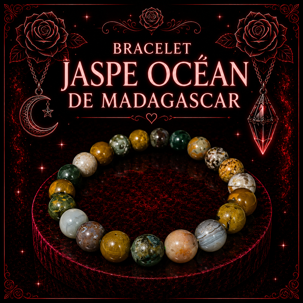 Bracelet Jaspe Océan de Madagascar 8mm