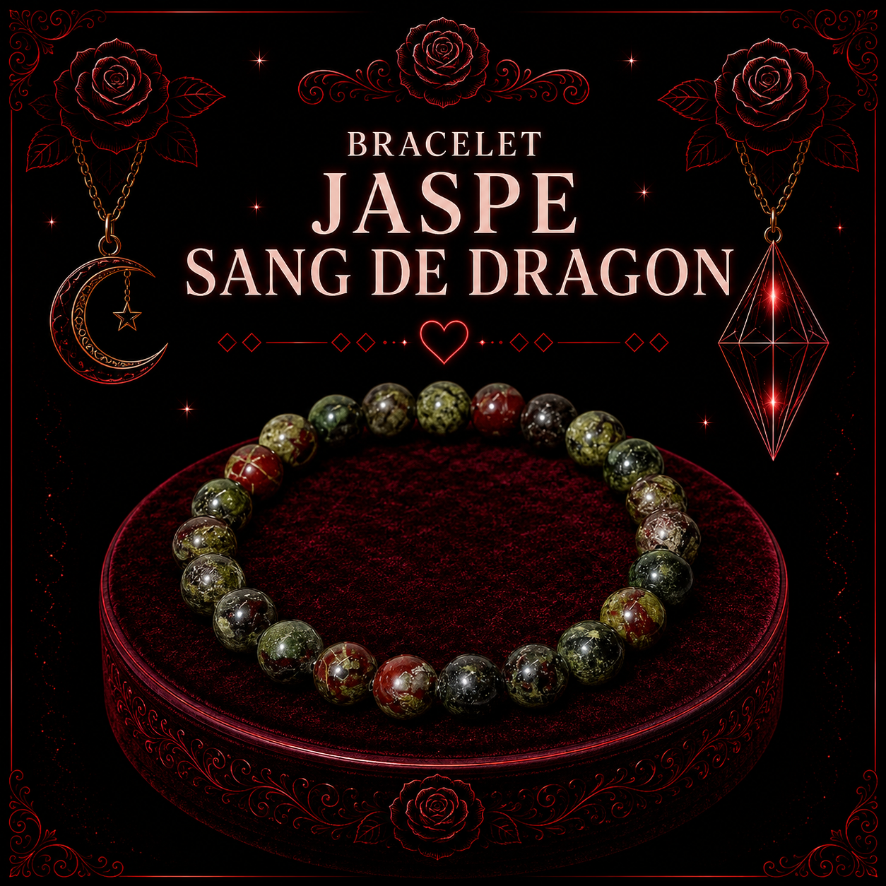 Bracelet Jaspe Sang de dragon 6mm