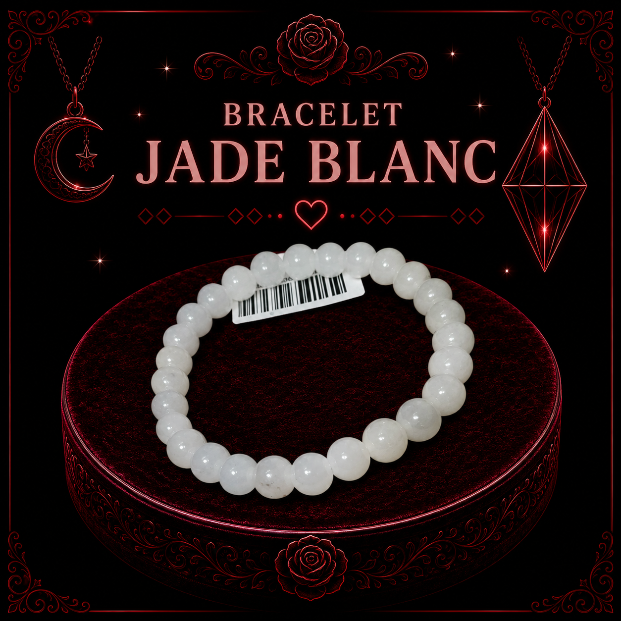 Bracelet Jade Blanc 6mm