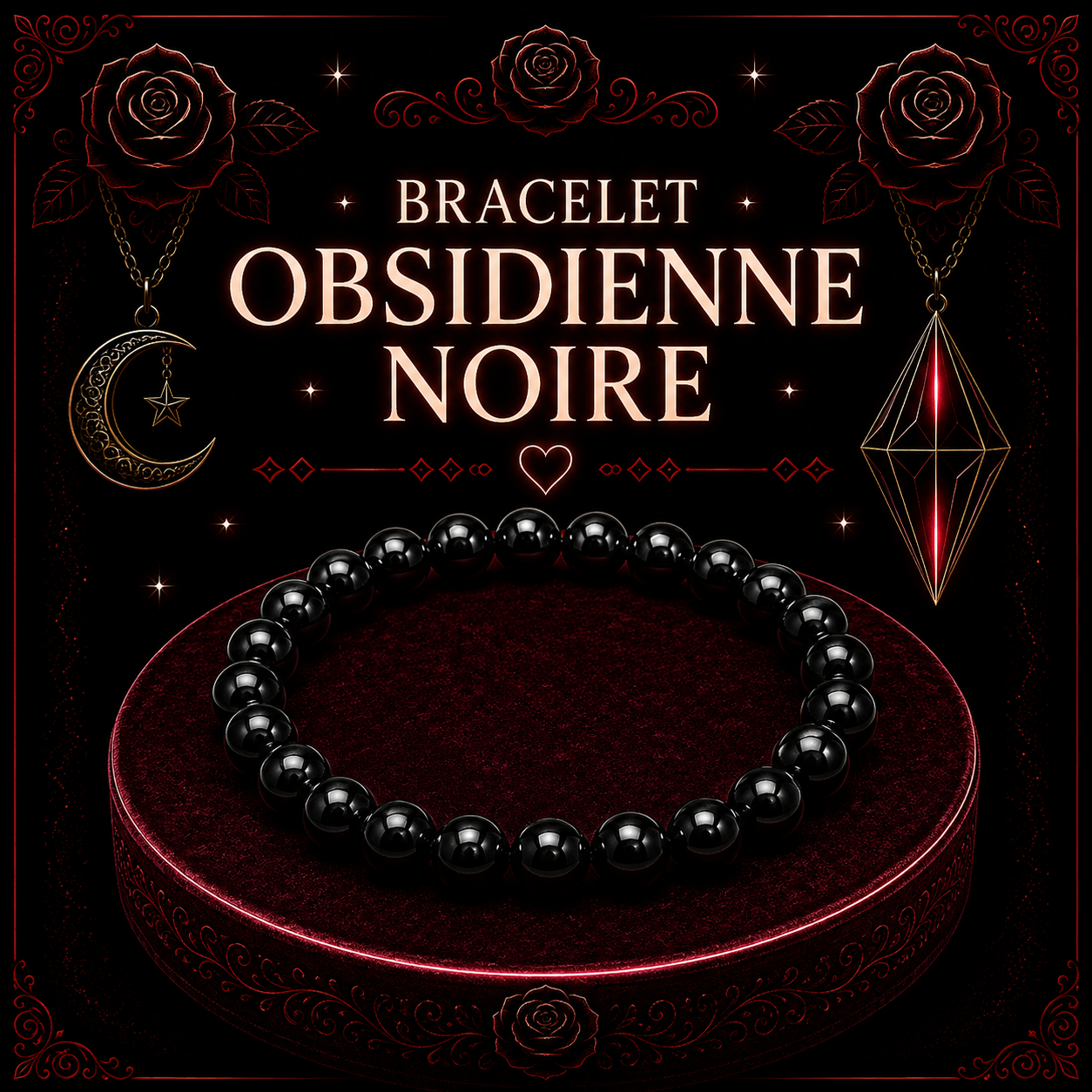 Bracelet Obsidienne noire 6mm