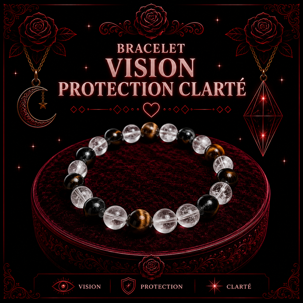 Bracelet Vision, Protection, Clarté 8mm