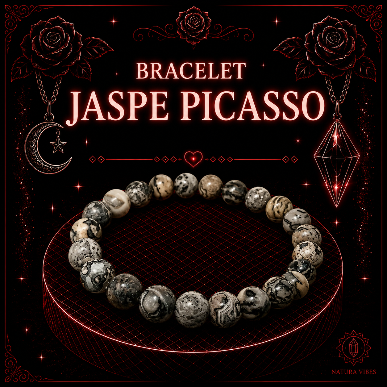 Bracelet Jaspe Picasso 8mm