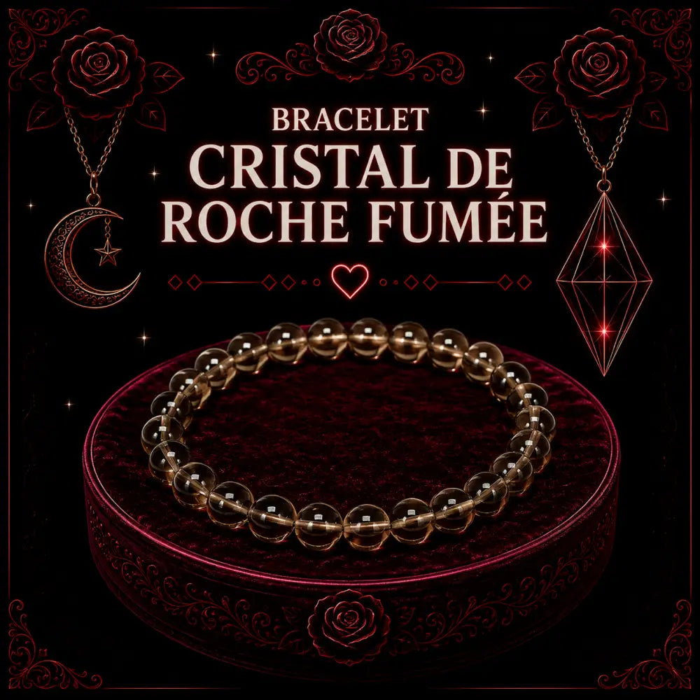 Bracelet Cristal de roche fumée 6mm