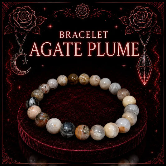 Bracelet en Agate Plume 8mm