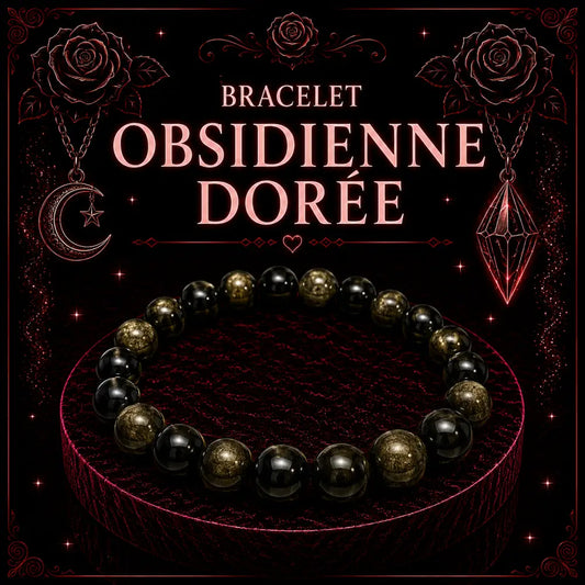 Bracelet Obsidienne dorée 6mm