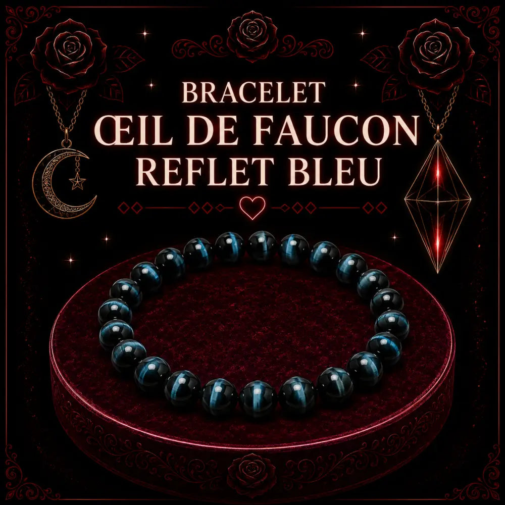 Bracelet Œil de faucon reflet bleu 6mm