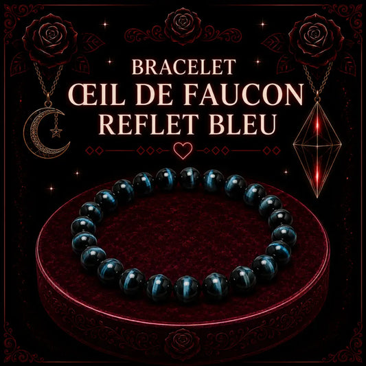 Bracelet Œil de faucon reflet bleu 6mm