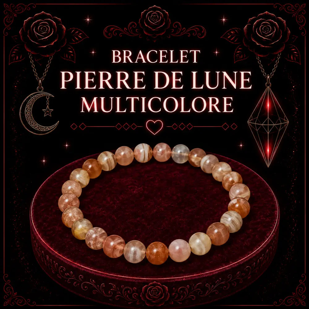 Bracelet Pierre de lune multicolore 8mm